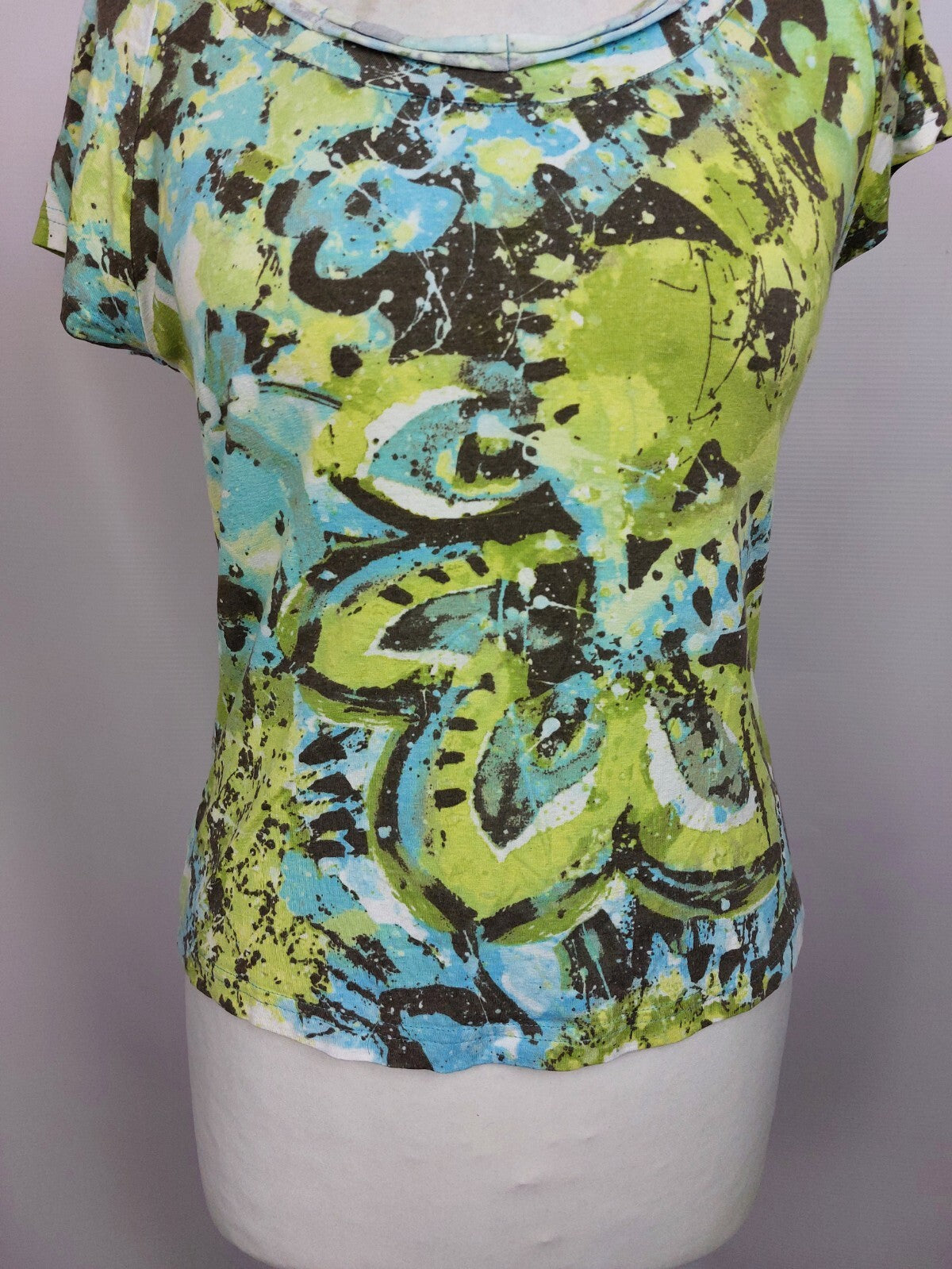 EK4777 Damen T-Shirt von Modee, grün/blau/braun, Gr. 382