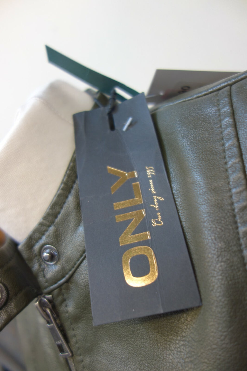 EK0637 Damen Kunstleder Jacke von Only, dunkelgrün, 342