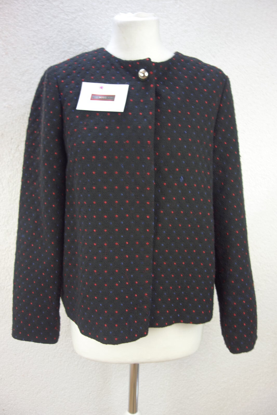 EK1919 Damen Blazer von OVS, schwarz mit rot & blauen Punkten, Gr. XL0