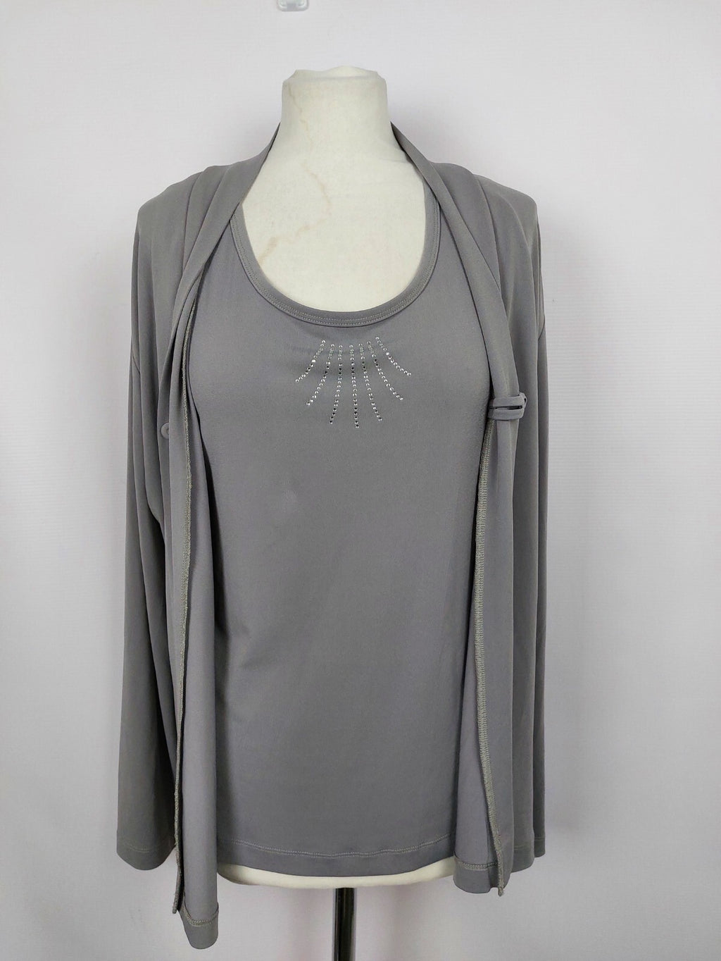 EK4417 Damen Set (Top + Jäckchen) von Helena Vera, grau, Gr. 400