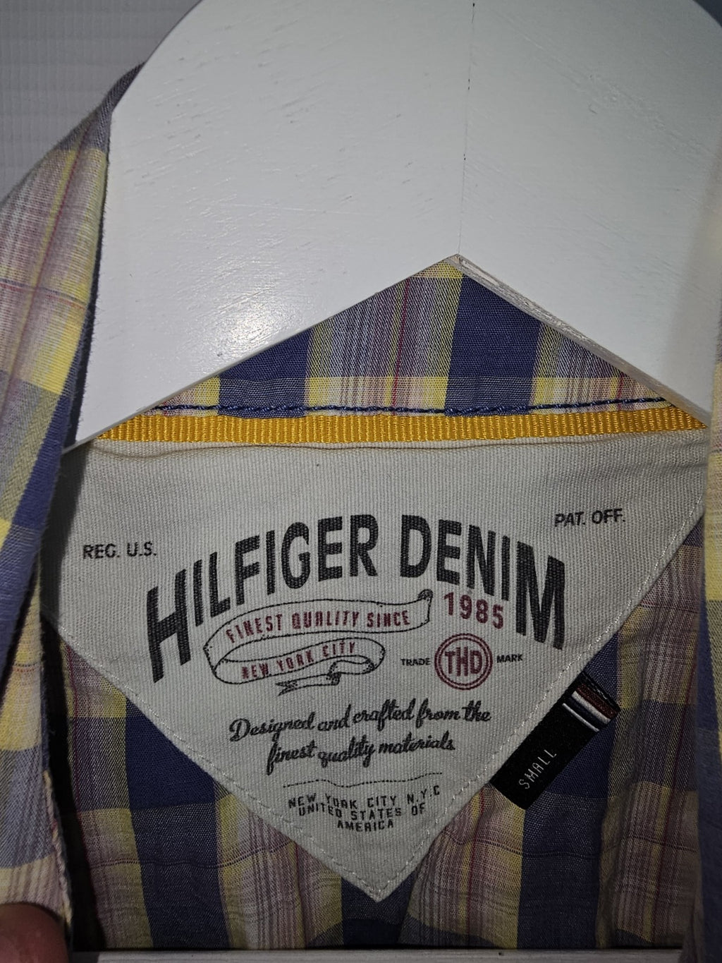 EK7918 Damen Bluse von Tommy Hilfiger Denim, Blau/Gelb, Gr. S2