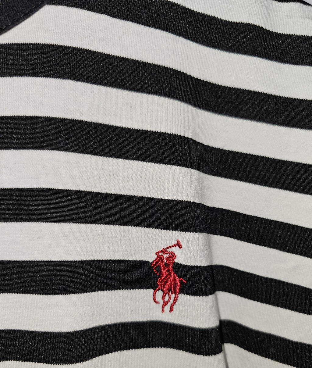 EK7982 Mädchen Kleid von Polo Ralph Lauren, schwarz weiß Gestreift, Gr.1402