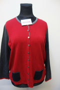 EK1330 Damen Strickjacke von Gerry Weber, grau/rot, Gr. L0