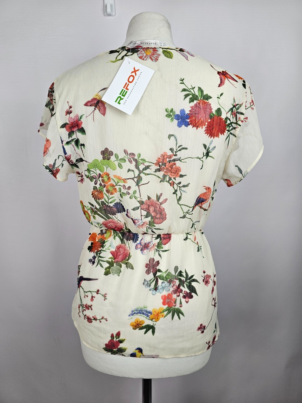 EK5475 Damen Bluse von Zara Trafaluc, beige mit Blumen, Gr. XS4