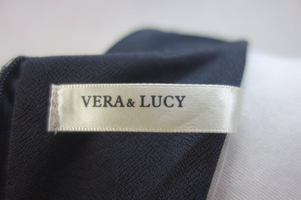 EK0974 Dame Kleid von Vera&Lucy, schwarz mit Lederverzierung, Gr. L5