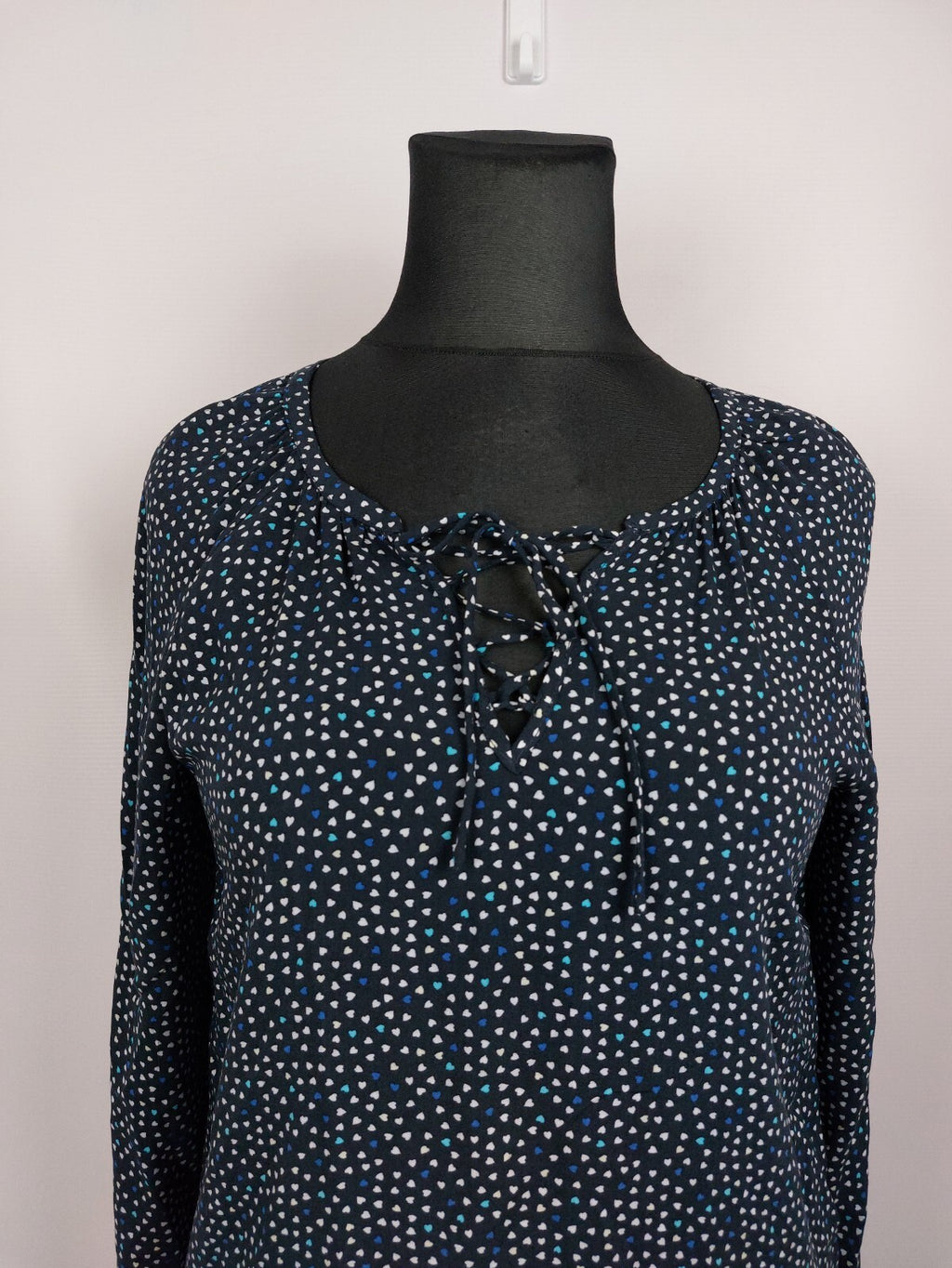 EK4985 Damen Bluse von EDC, blau mit Herzen, Gr.M2