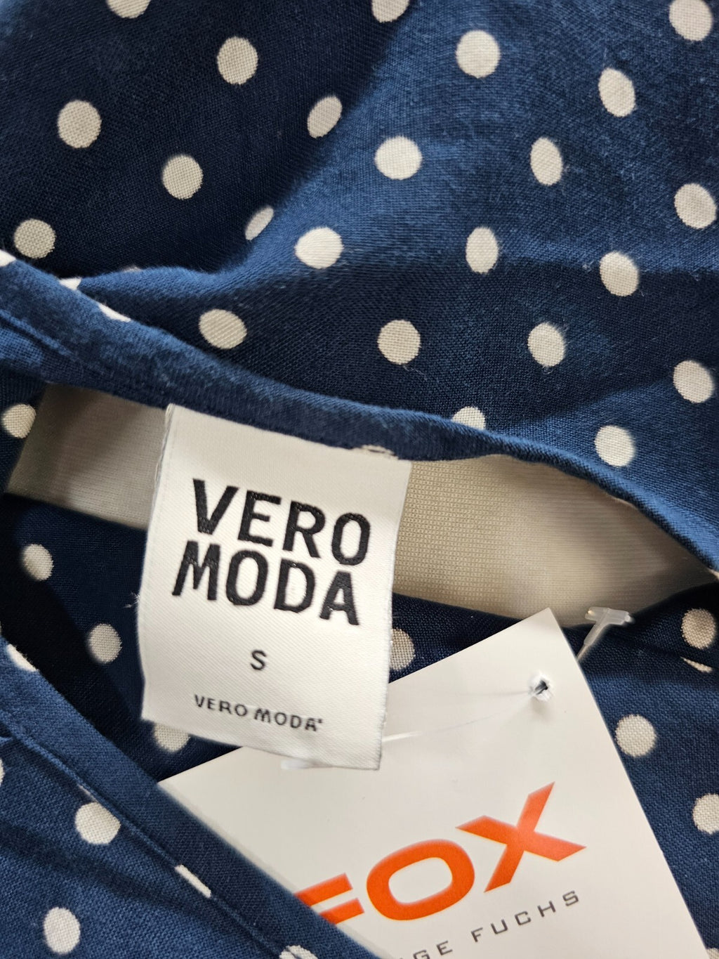 EK5889 Damen Bluse von Vero Moda, blau, weiß gepunktet, Gr. S4