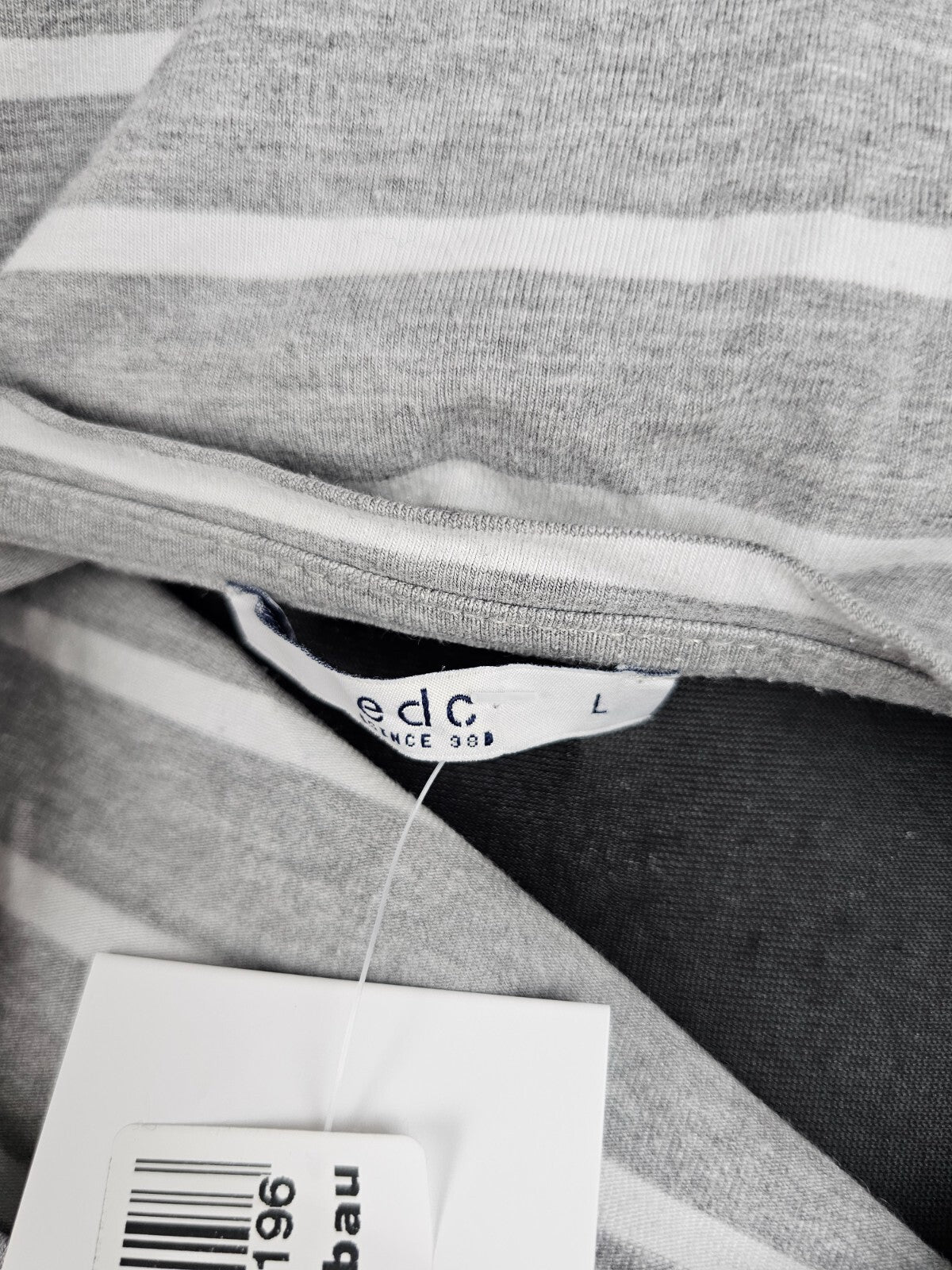 EK1824 Damen Shirt von edc, grau, weiß gestreift, Gr. L4