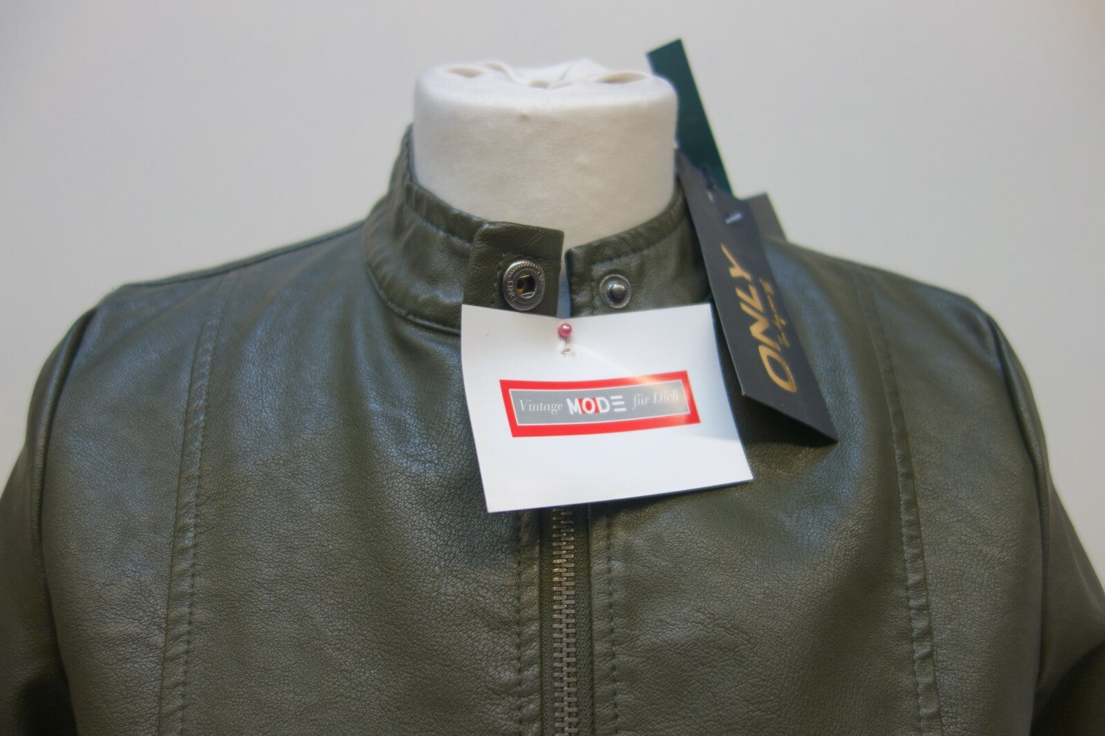 EK0637 Damen Kunstleder Jacke von Only, dunkelgrün, 341