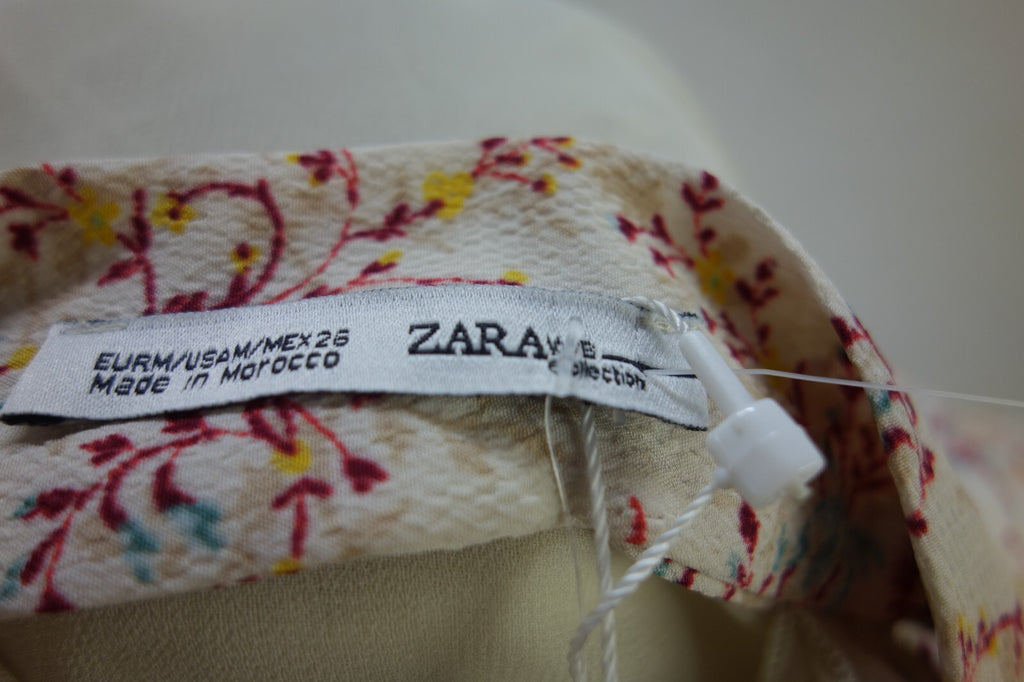 EK0774 Damen Bluse von Zara, beige-rot, Gr. M5