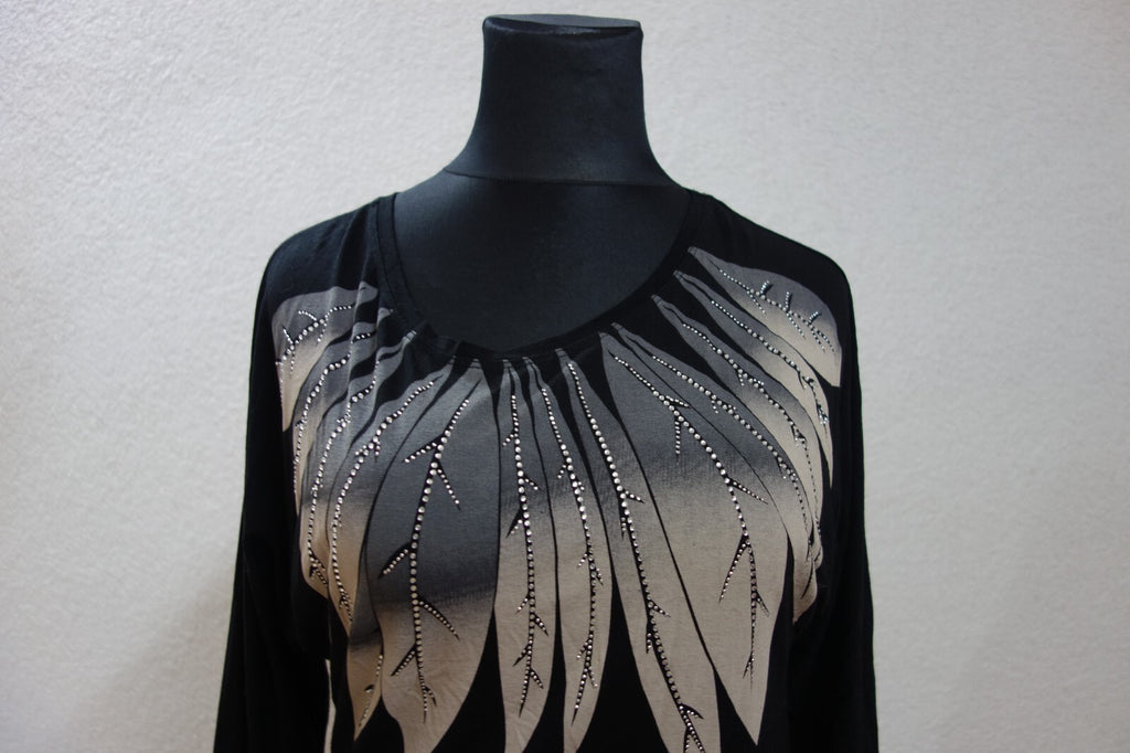 EK0590 langärmliches Damen Shirt von LeaH., schwarz, Gr: L1