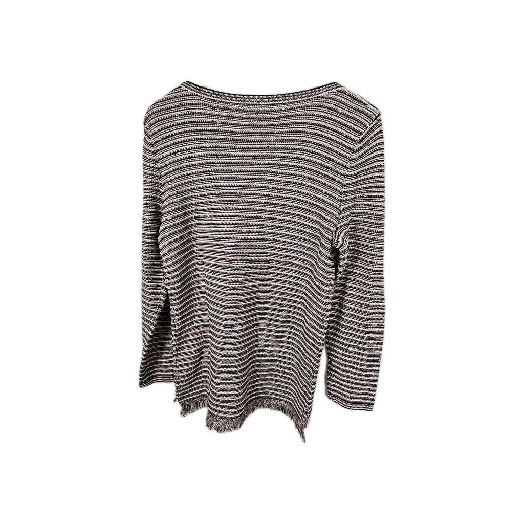 EK9465 Damen Pullover Gr.40 grau weiss schwarz gestreift3