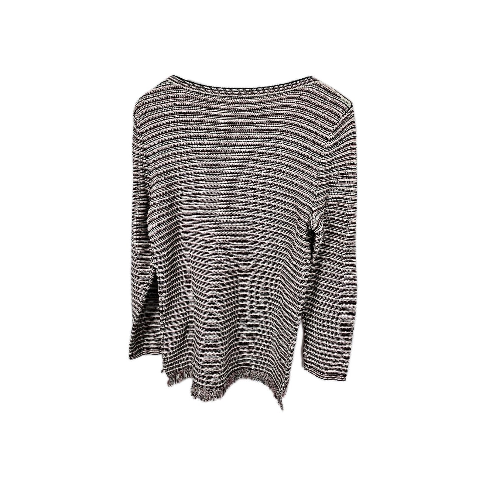EK9465 Damen Pullover Gr.40 grau weiss schwarz gestreift3