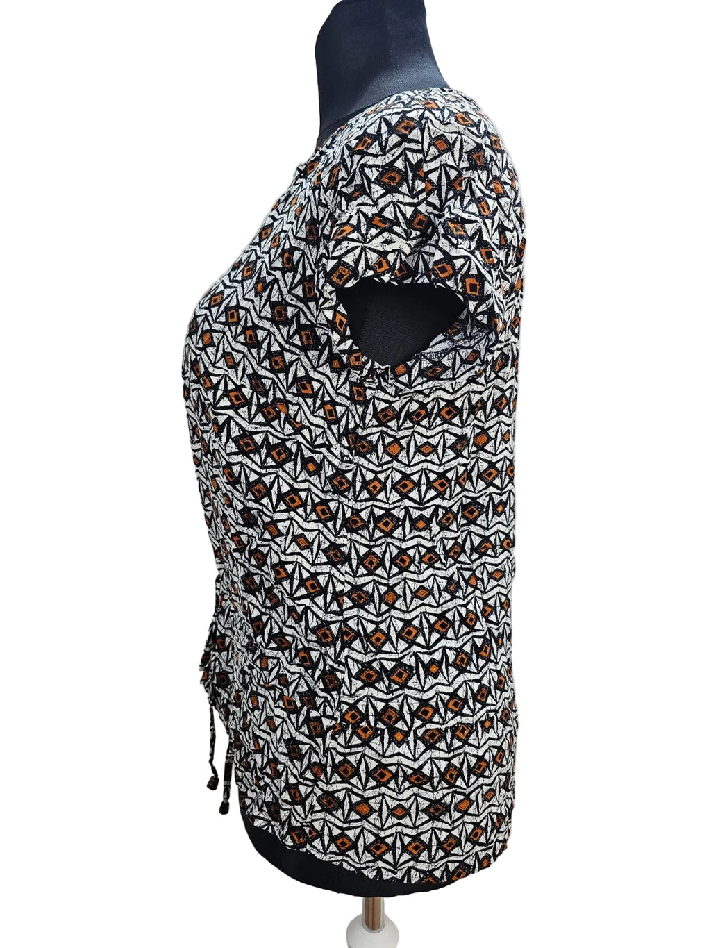 EK2859 Damen Bluse von Yessica, weiß-schwarz-braun, Gr.M3