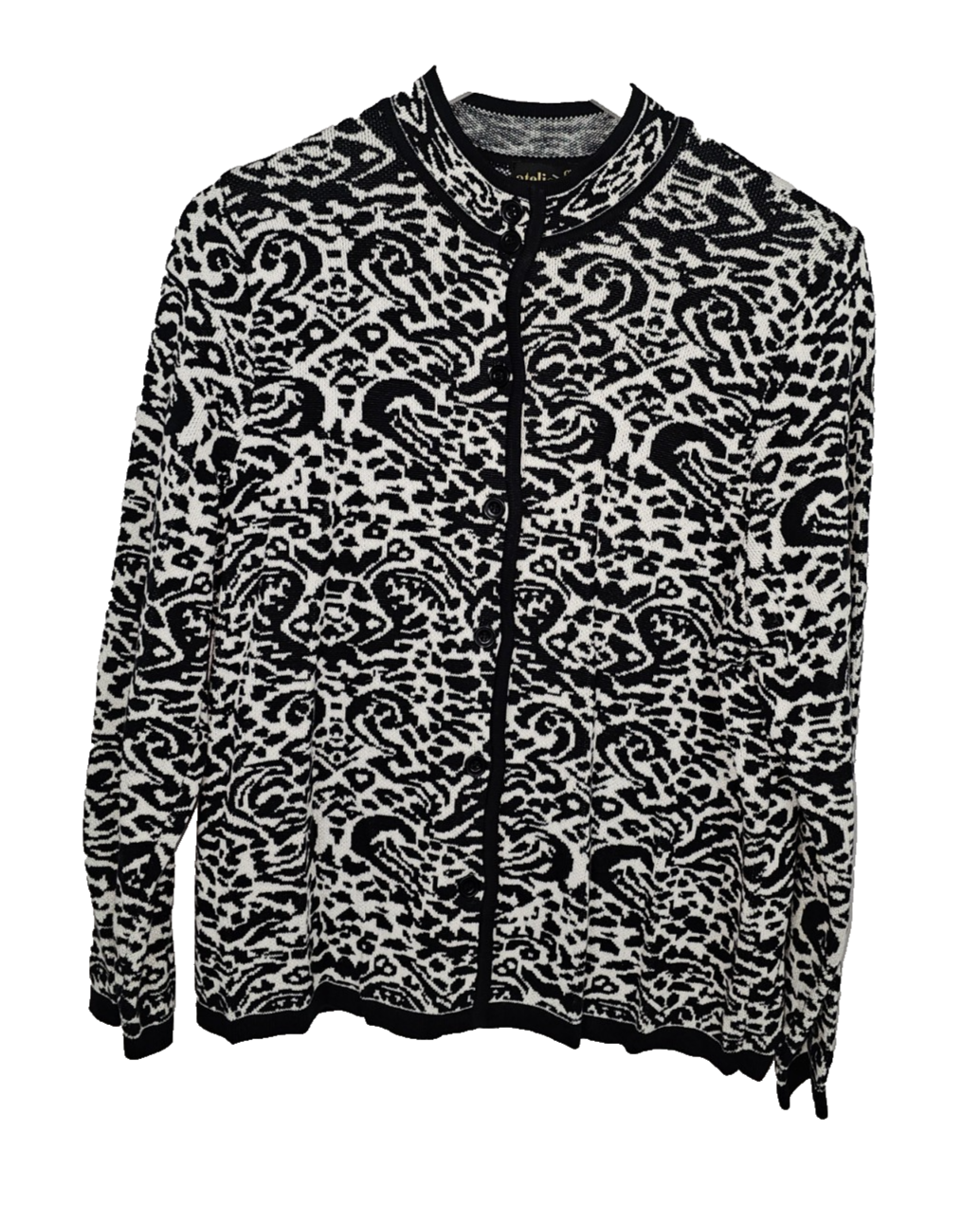 EK7679 Damen Strickjacke von Atelier gs, Schwarz/Weiß, Gr. 200