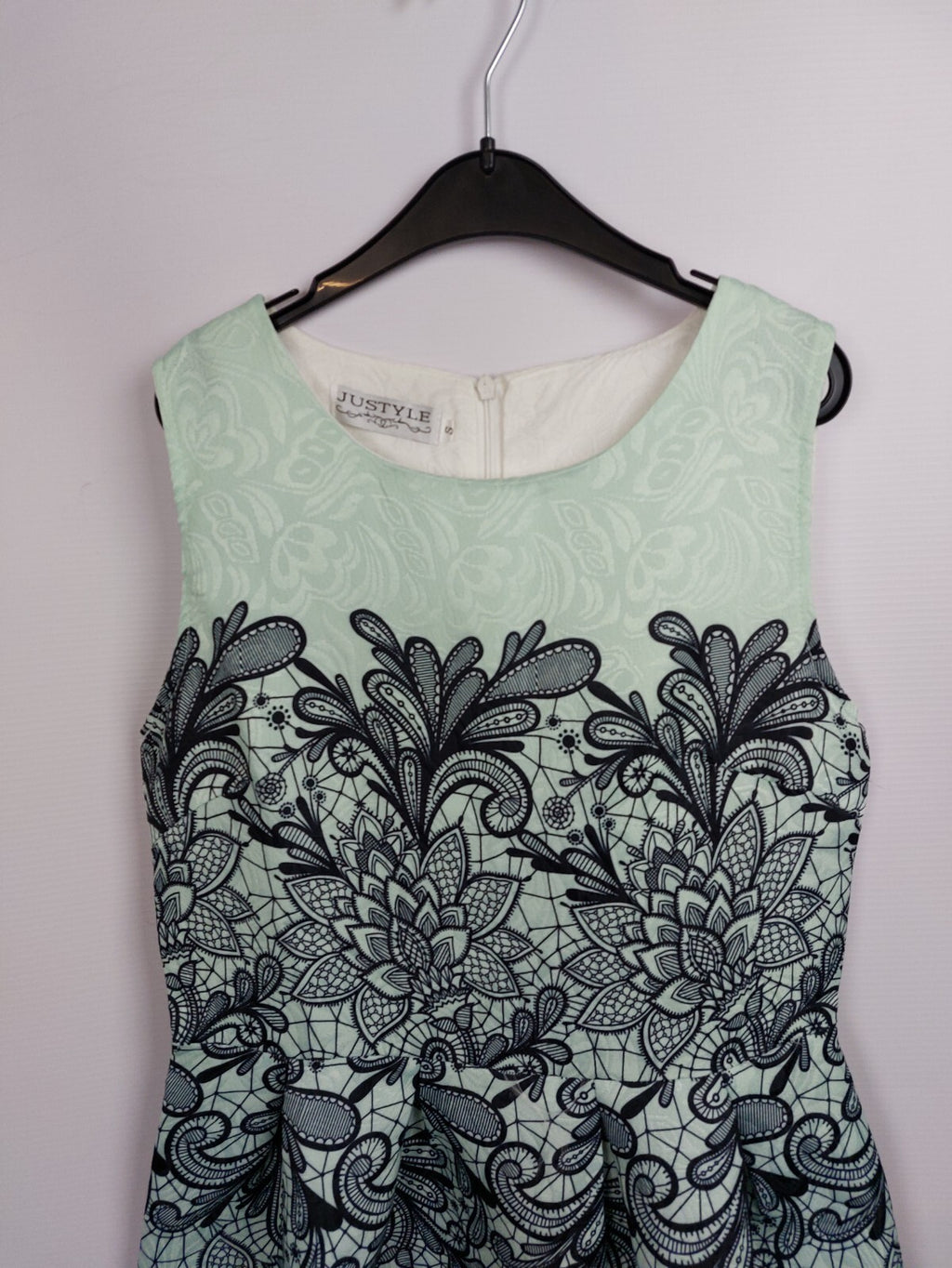 EK4645 Damen Kleid von Justyle, grün-weiß-schwarz, Gr.S1