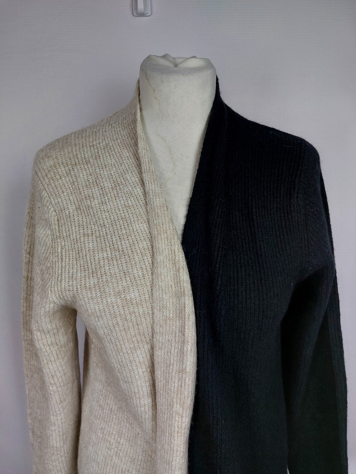 EK5032 Damen Strickjacke von Tom Tailor, schwarz/beige, Gr. S1