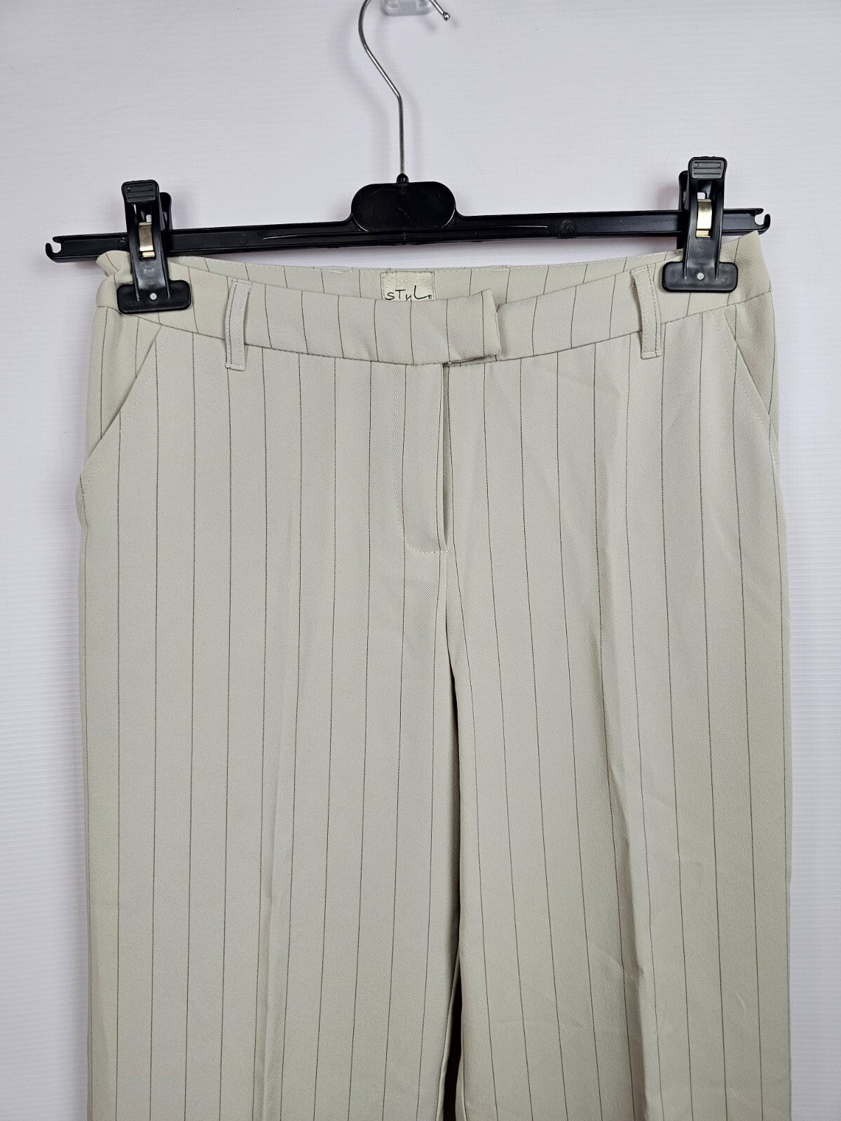EK5431 Damen Anzughose von Style, elfenbein, gestreift, Gr.34 Schlaghose1