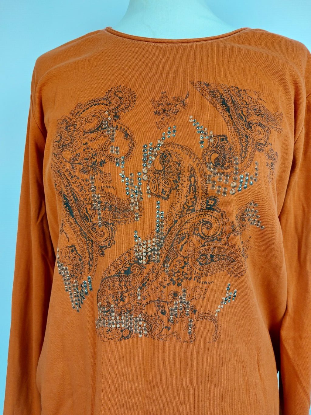 EK136 Orangenes Langarmshirt von Olsen, Gr. L1