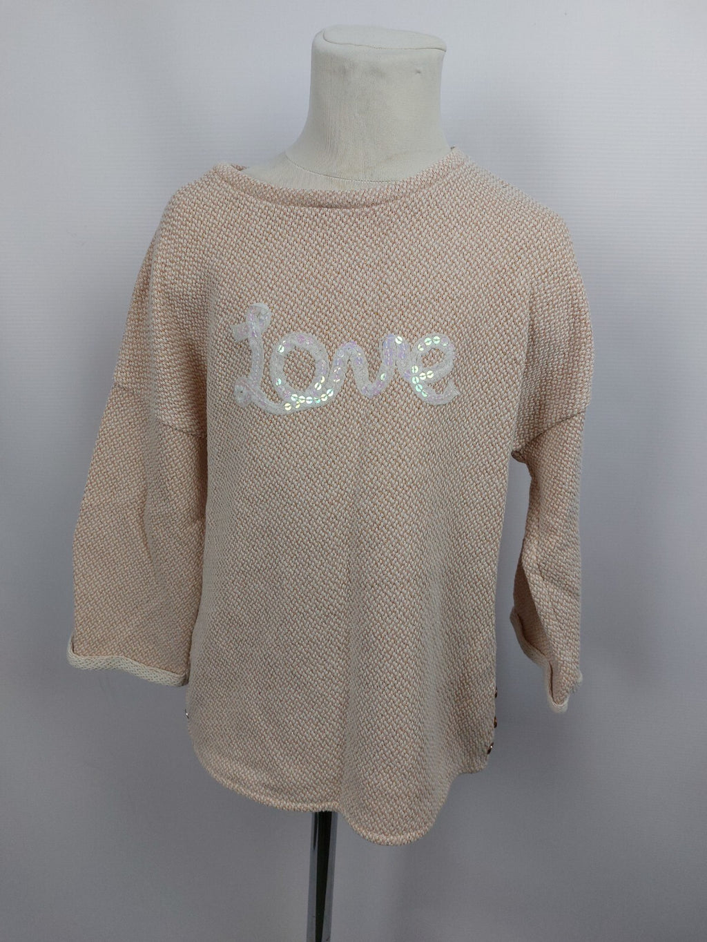 EK0889 Mädchen Pullover von Orchestra, roségold/weiß, Gr. 1460