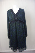 EK2936 Damen Kleid, schwarz mit Blumenmuster, Gr.L0