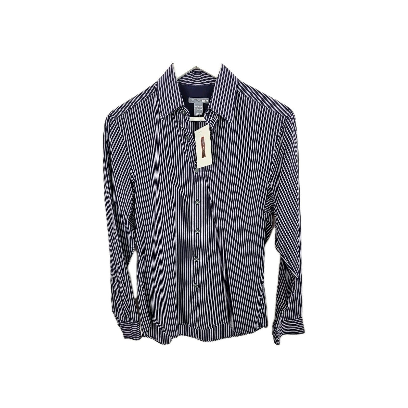 EK9229 Herrenhemd H&M Gr.38 Blau Gestreift0