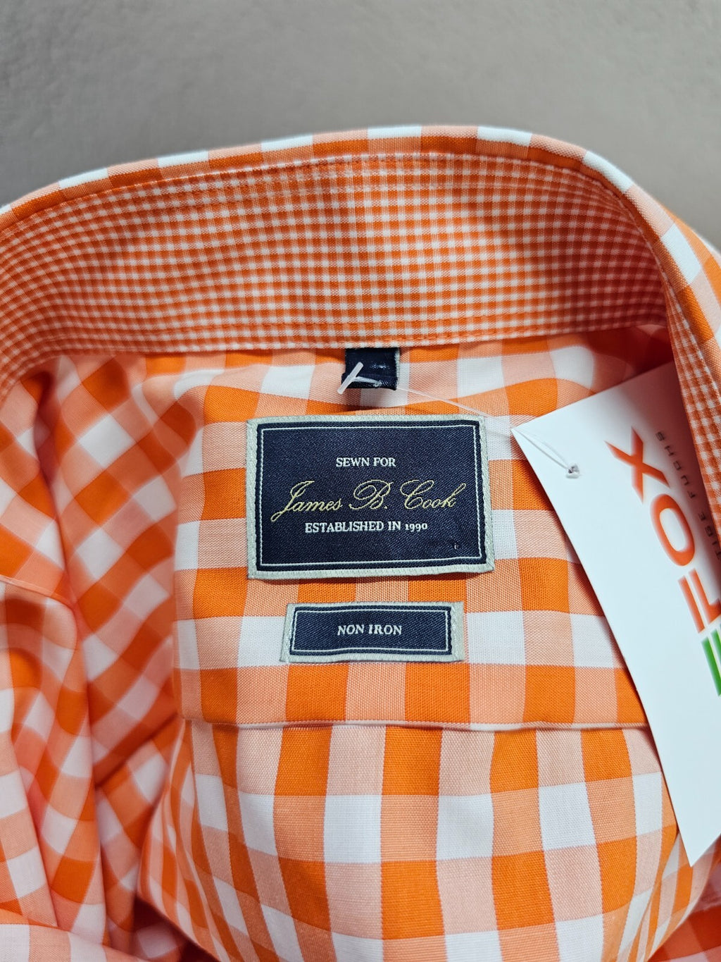 EK5954 Herren Hemd von James Cook, orange/weiß kariert, Gr. 404