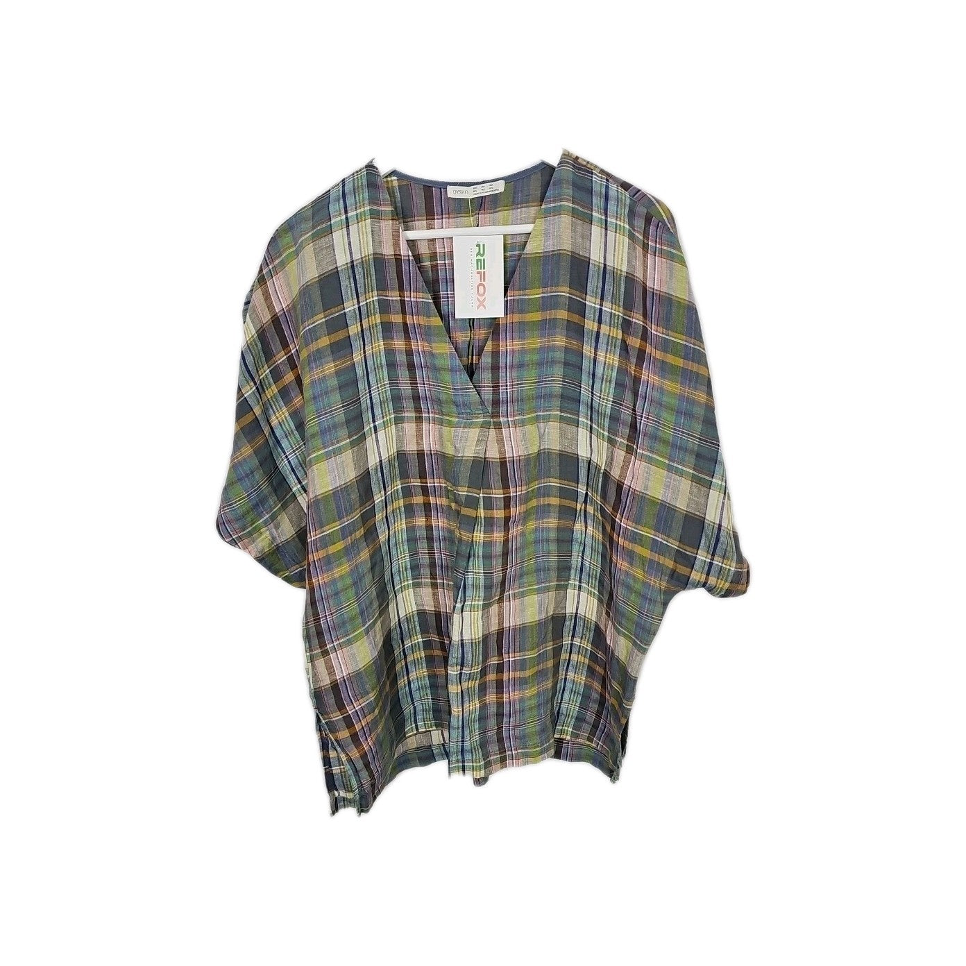 EK604 Damen Tshirt Oysho Gr.M/L Bunt Karriert Brustumfang 61cm Länge 71cm0