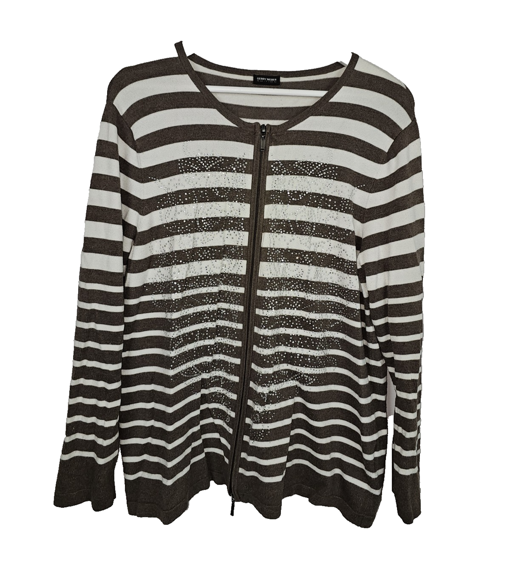EK7774 Damen Strickjacke von Gerry Weber, braun-weiß, Gr.440