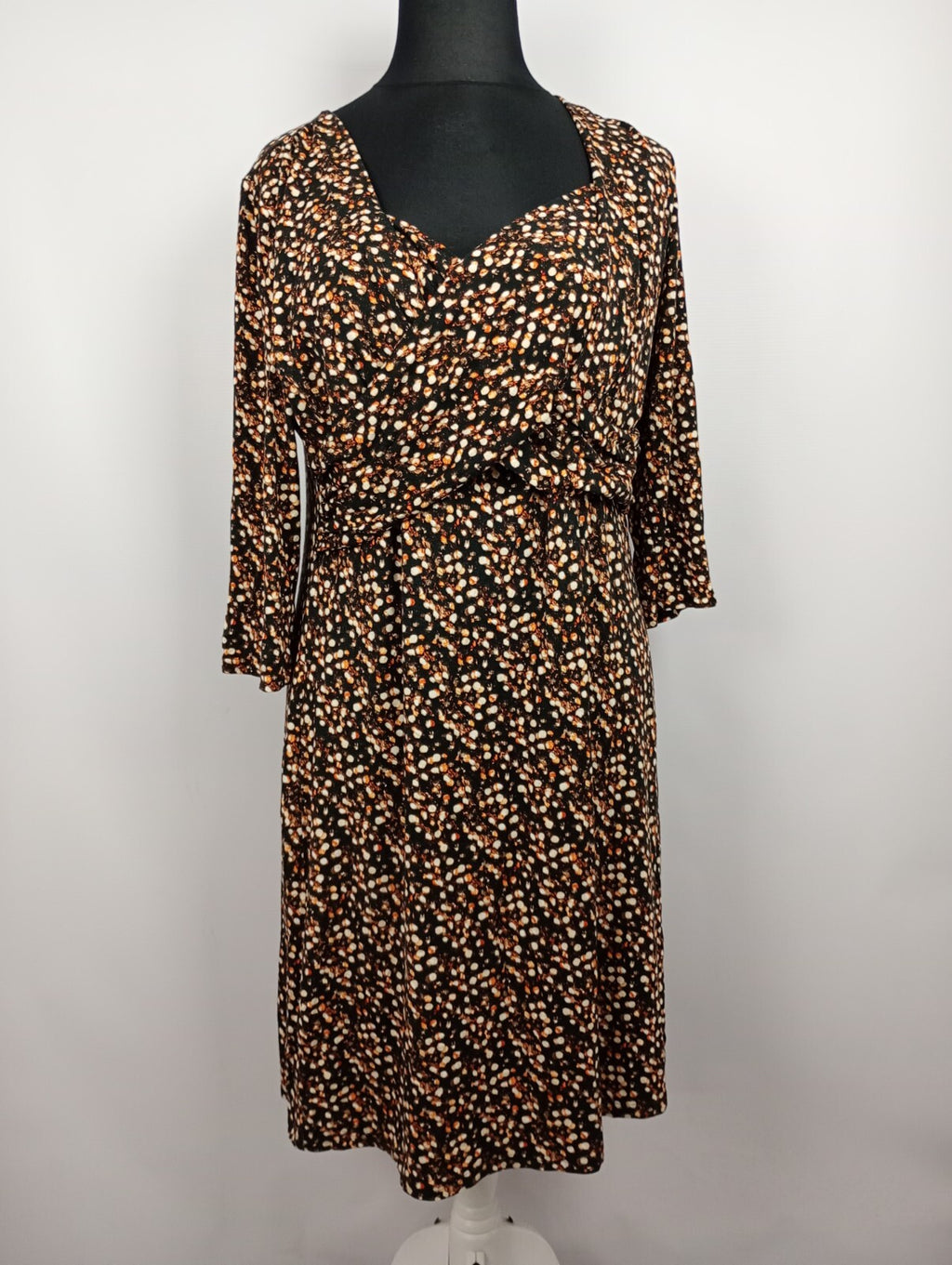 EK5306 Damen Kleid, schwarz/beige/orange, Gr. XL0