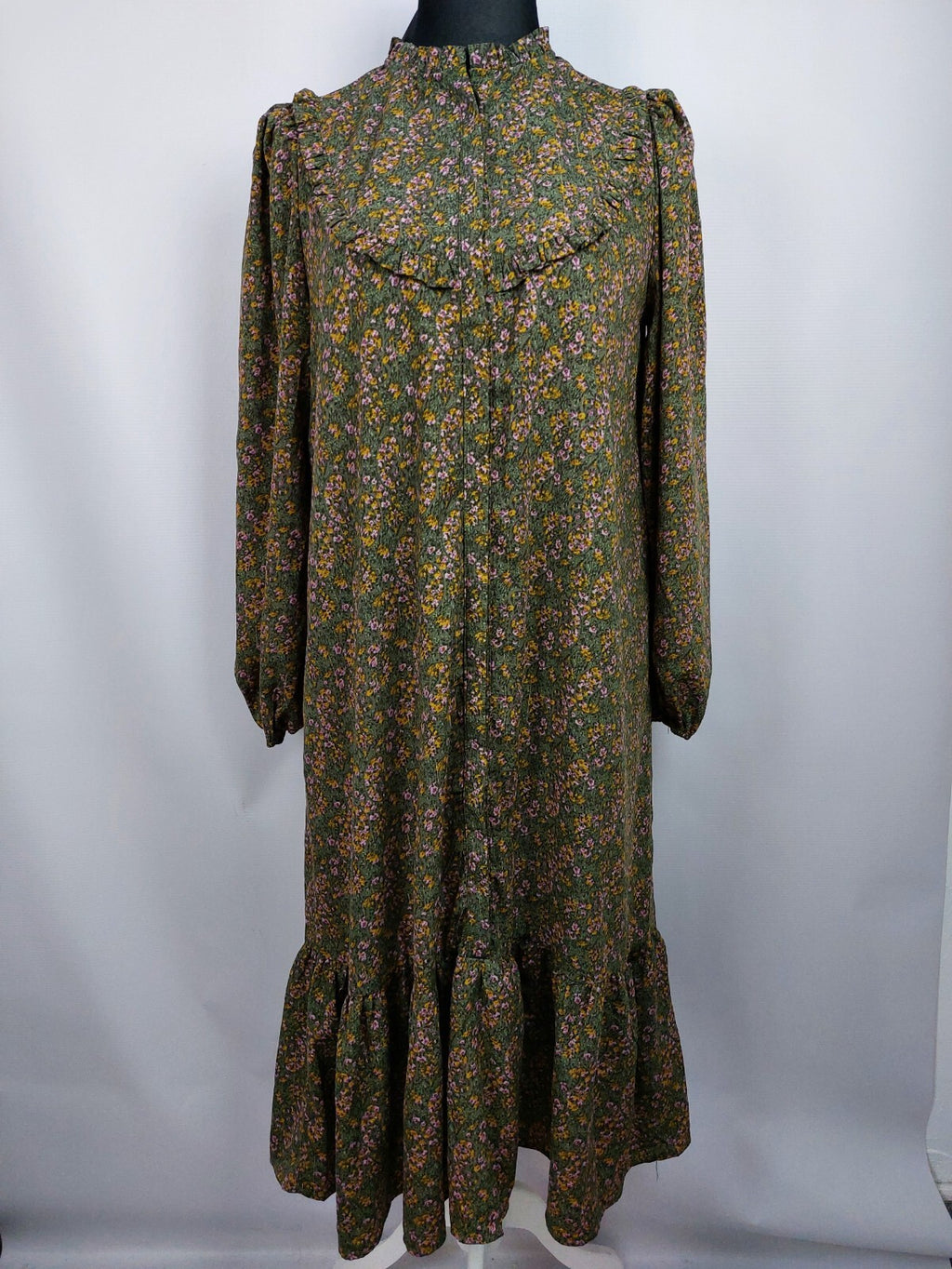 EK4910 Damen Kleid von Loavies, grün, rosa/gelb geblümt, Gr. L0