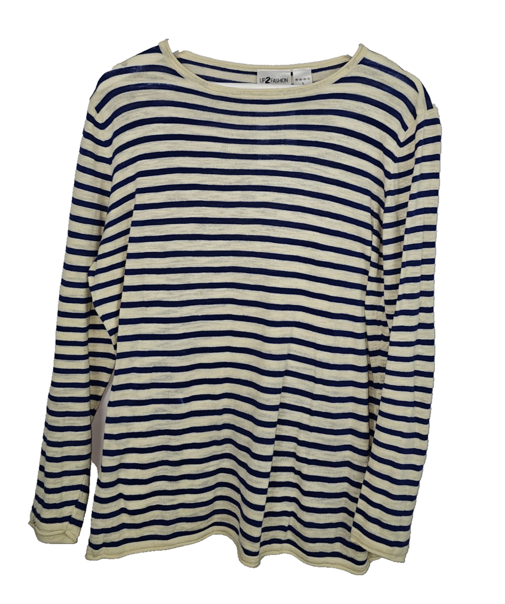 EK7807 Damen Pullover von Up2Fashion, beige-blau, Gr.L0