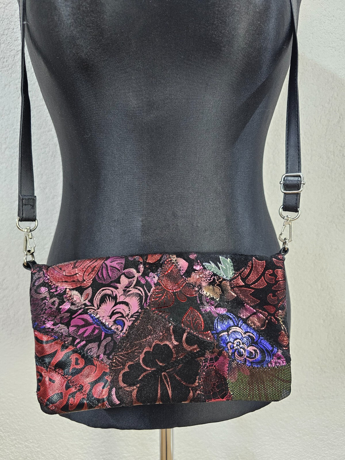 EK6345 Damen Handtasche von Stefano, schwarz, mehrfarbig gemustert4