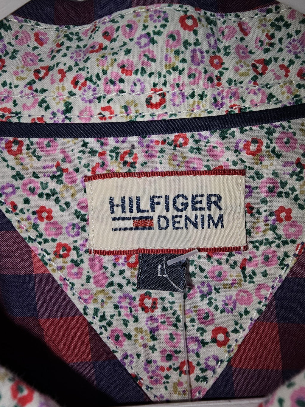 EK7559 Damen Bluse von Tommy Hilfiger, rot-blau, Gr.L2