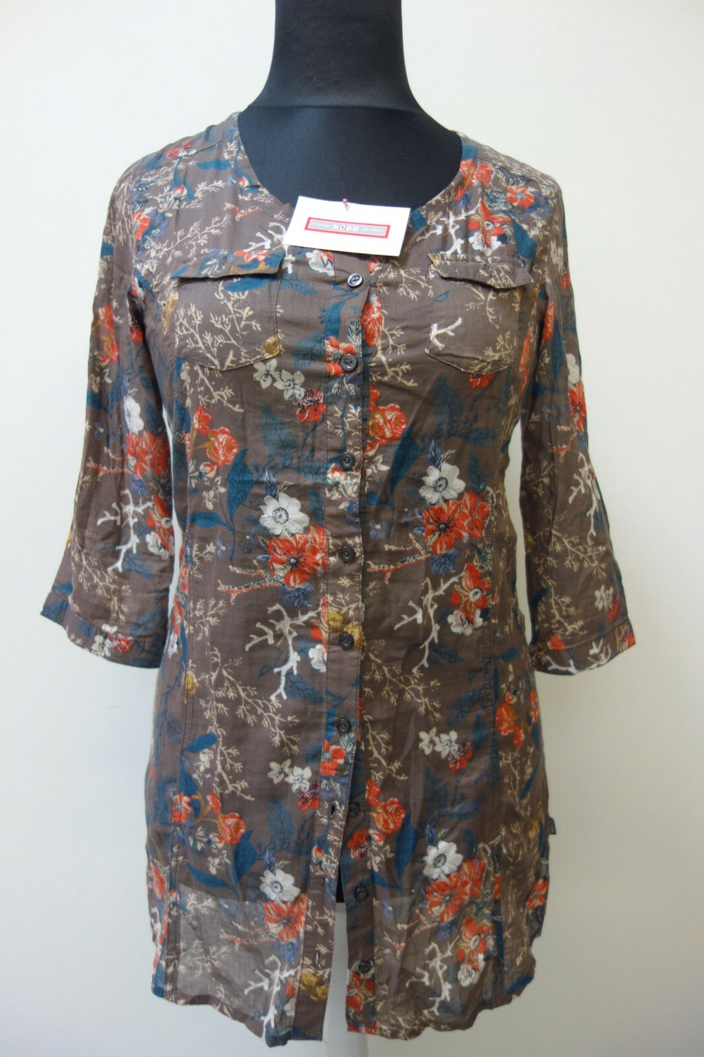 EK0569 Damen Bluse von Cecil, braun mit Blumen, S0