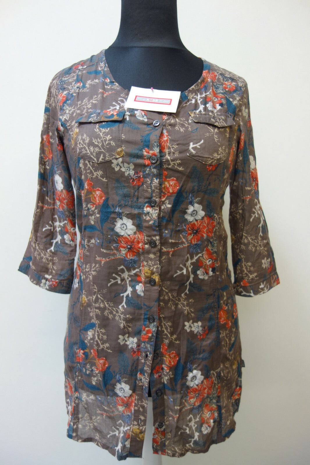 EK0569 Damen Bluse von Cecil, braun mit Blumen, S0