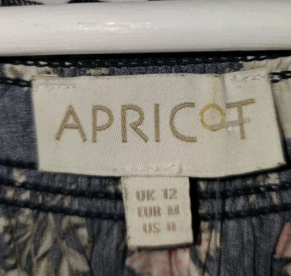 EK8335 Damen Kleid von Apricot, blau Mit Blumenmuster, Gr.M1