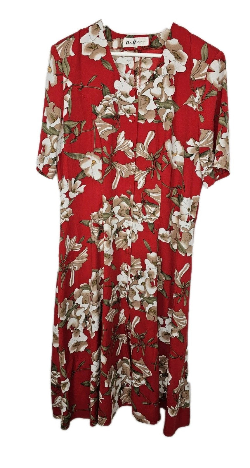 EK8076 Damen Kleid von D&D, rot mit Blumenmuster, Gr.XL7