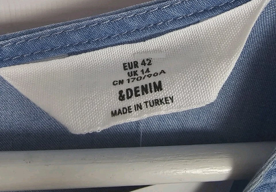 EK10084 Damen Kleid Denim Gr.42 Blau1