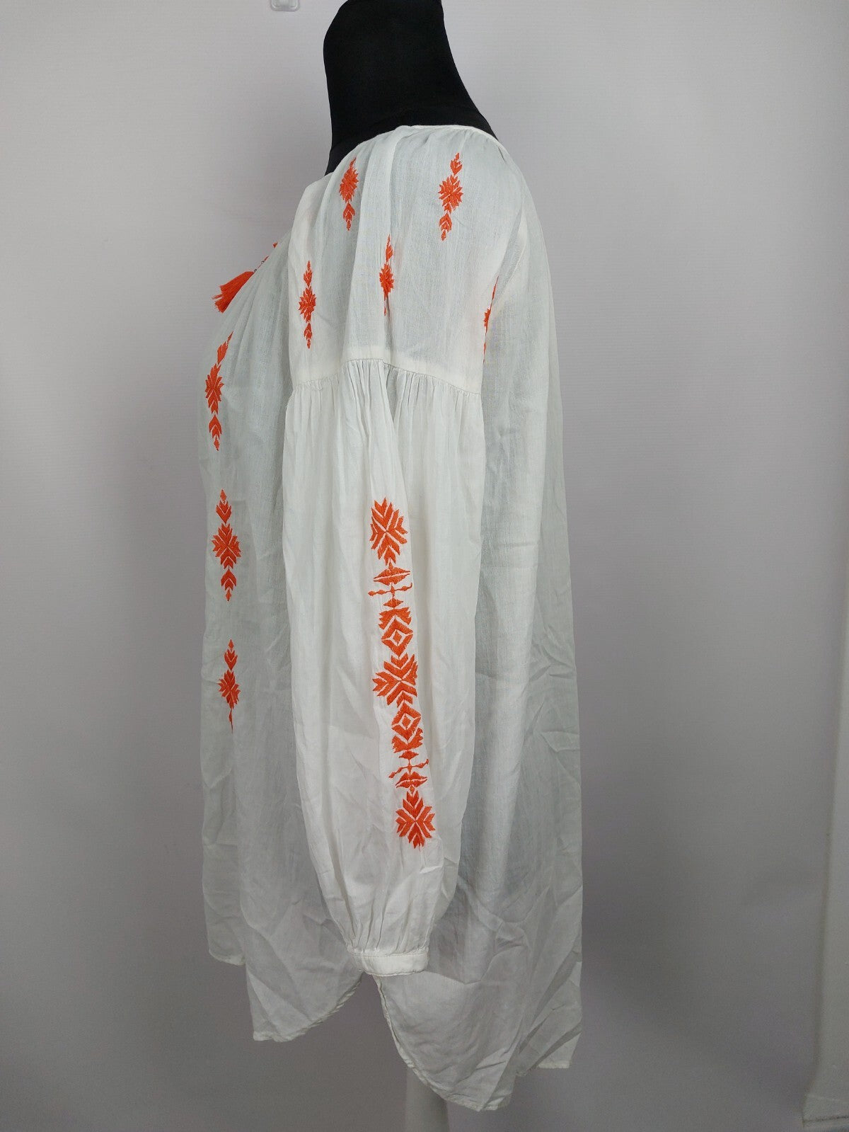 EK0505 Damen Bluse von H&M, weiß/orange, Gr. 384