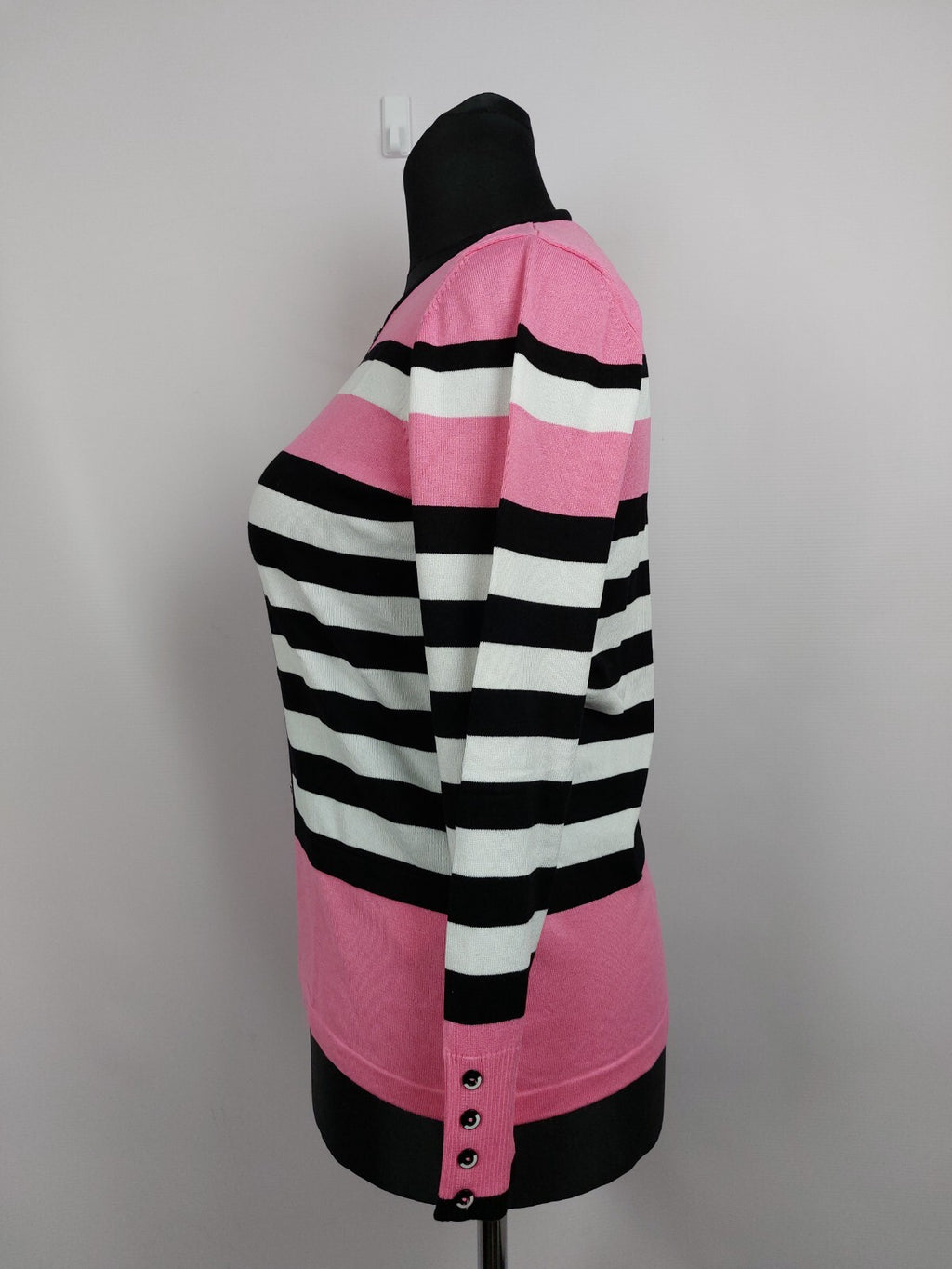 EK4608 Damen Pullover von Rabe, rosa/schwarz/weiß, Gr. 403