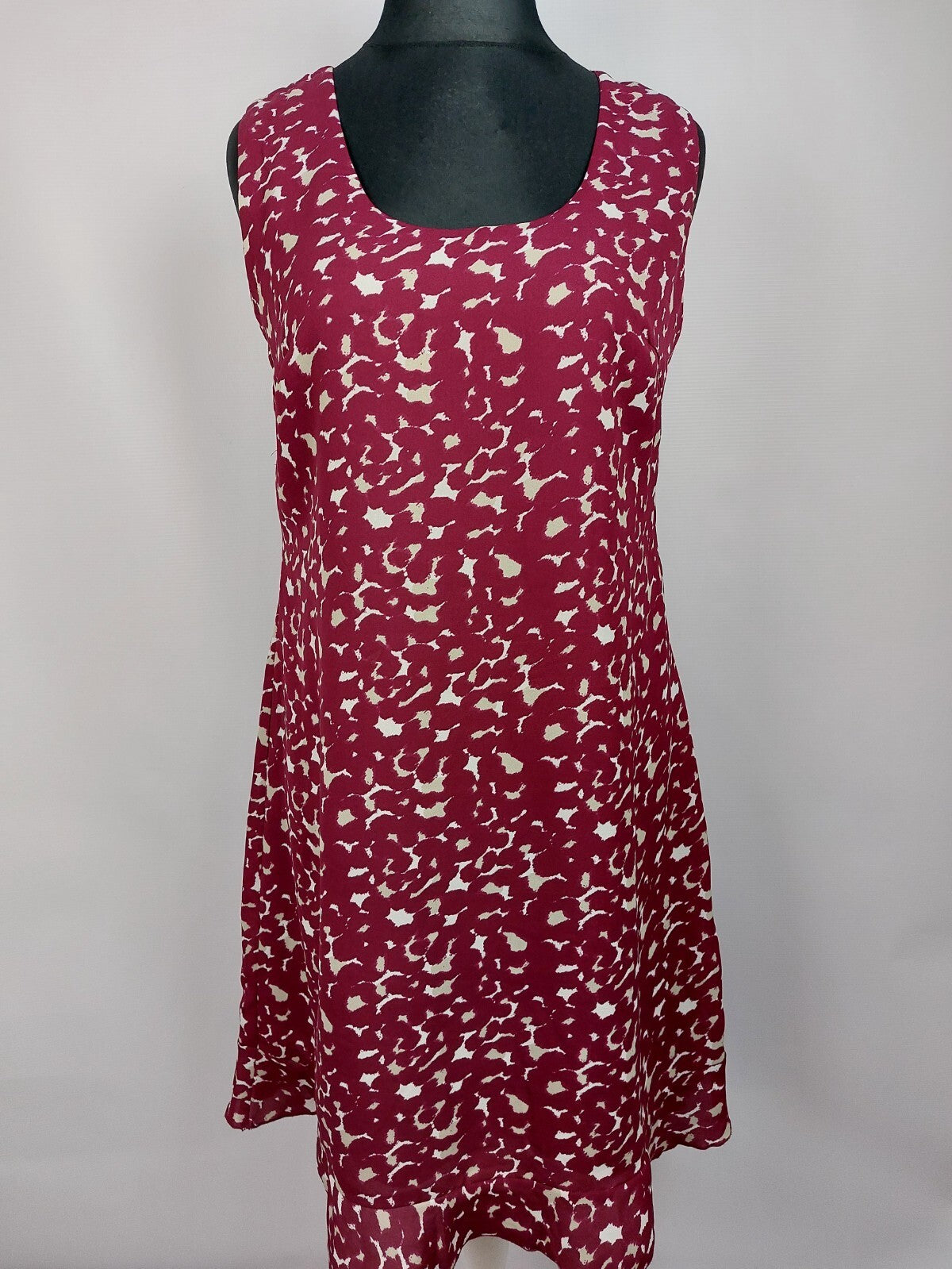 EK0924 Damen Kleid, weinrot/weiß, Gr. L0