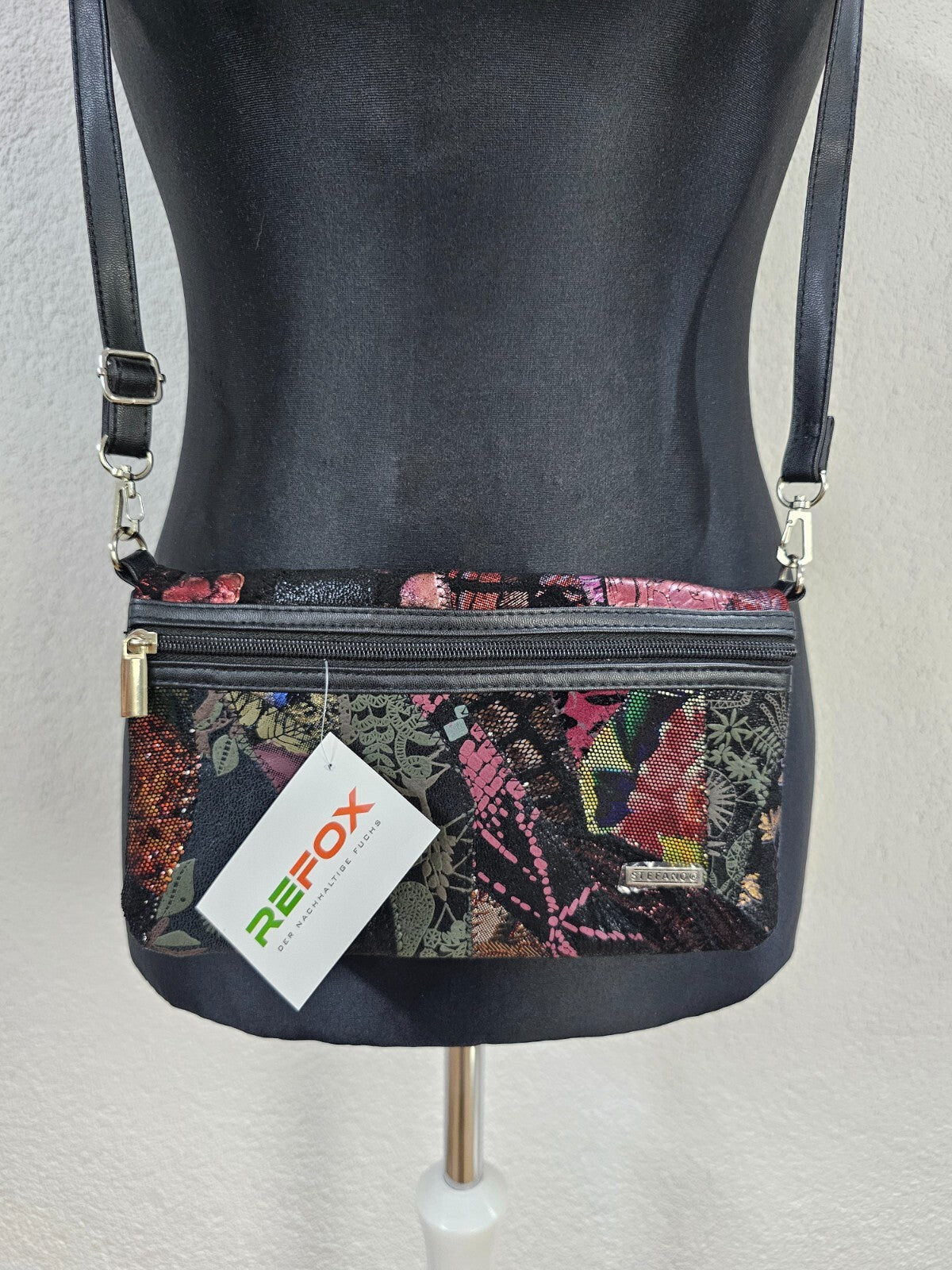 EK6345 Damen Handtasche von Stefano, schwarz, mehrfarbig gemustert0