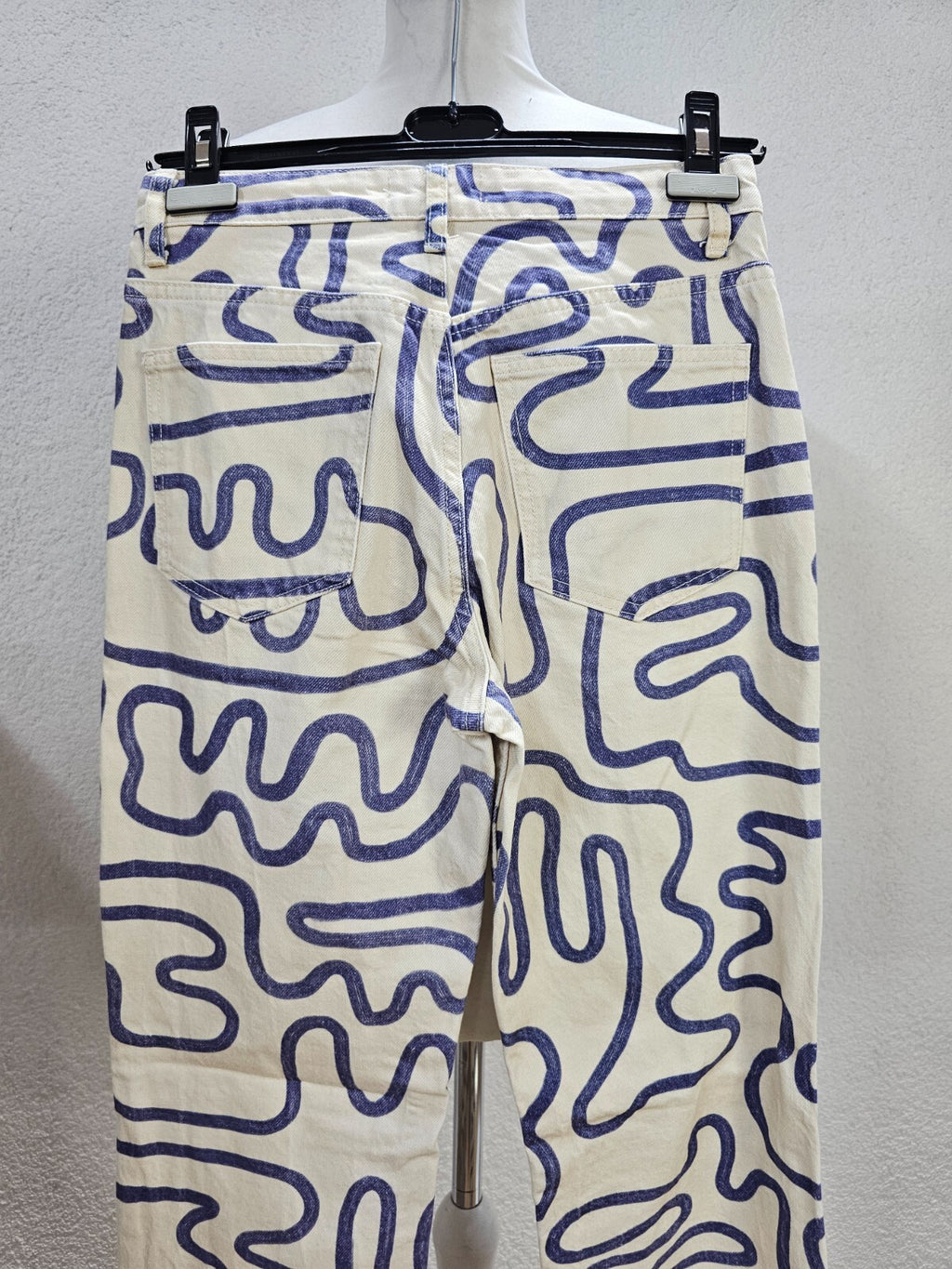 EK6197 Damen Hose von Zara, beige/blau, Gr. 367