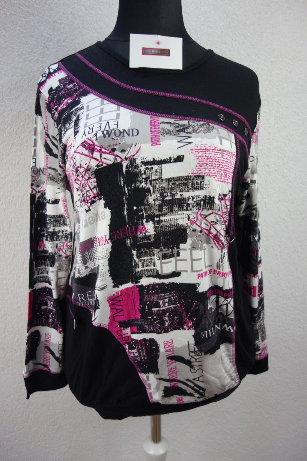 EK4097 Damen Shirt von B Woman by Brandtex, schwarz, weiß, pink, Gr. L0