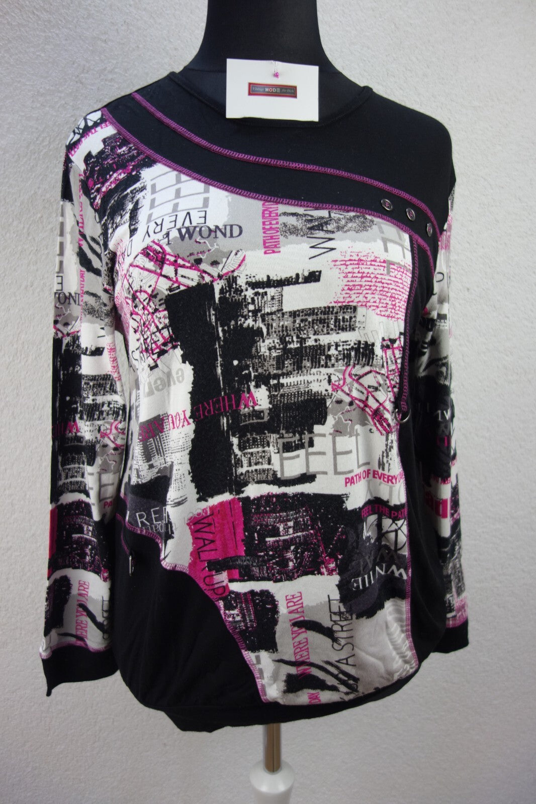 EK4097 Damen Shirt von B Woman by Brandtex, schwarz, weiß, pink, Gr. L0