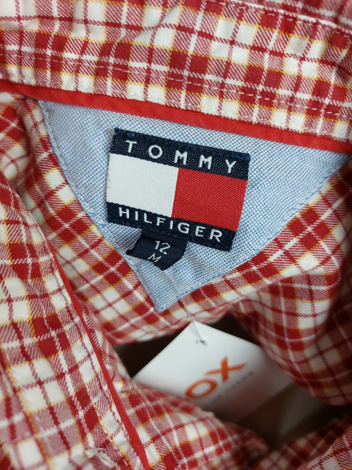 EK5029 Jungen Hemd von Tommy Hilfiger, rot/weiß kariert, Gr. 12/M5