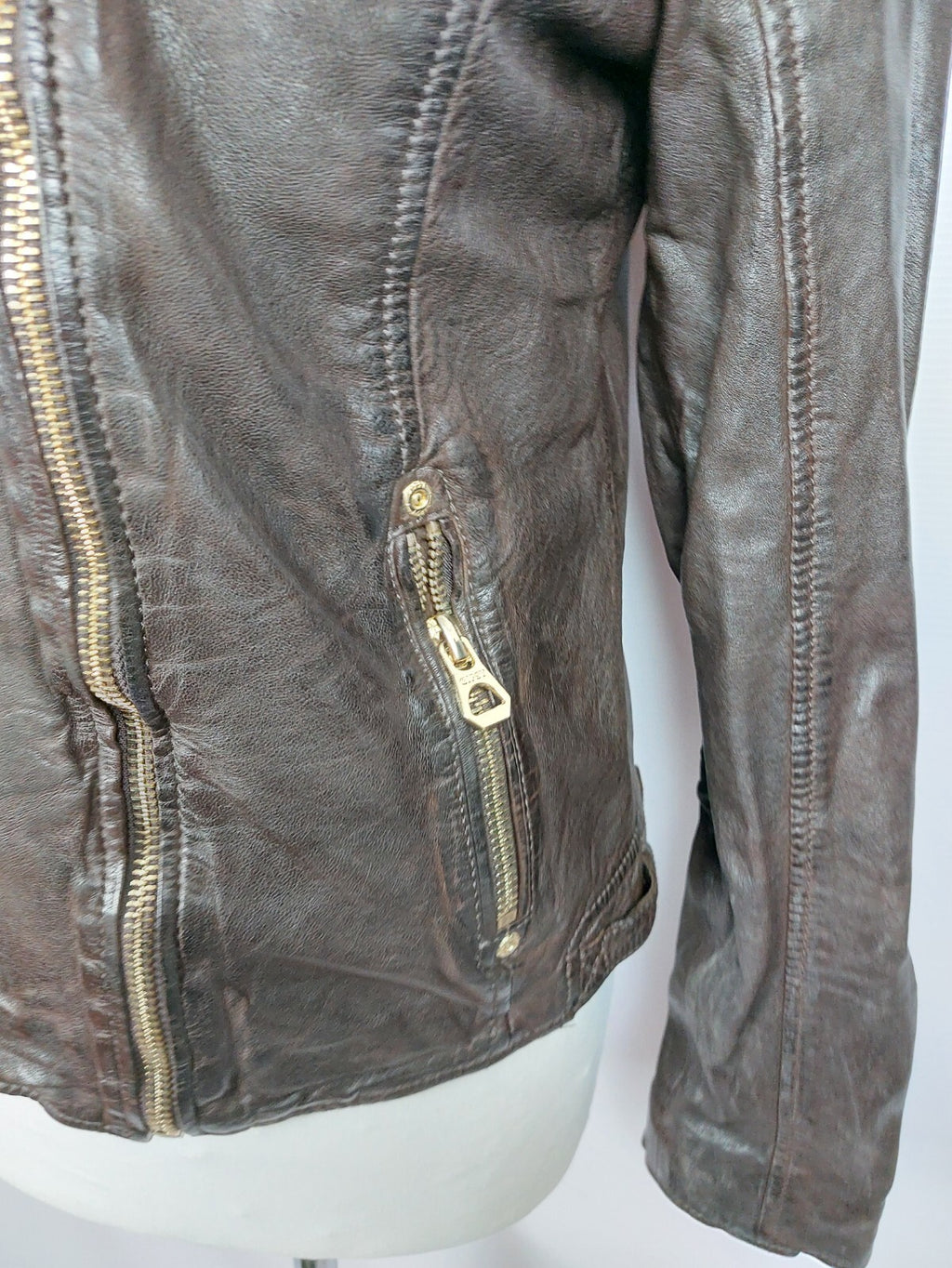 EK3165 Damen Lederjacke von Gipsy, braun, Gr. L (fällt kleiner aus)4