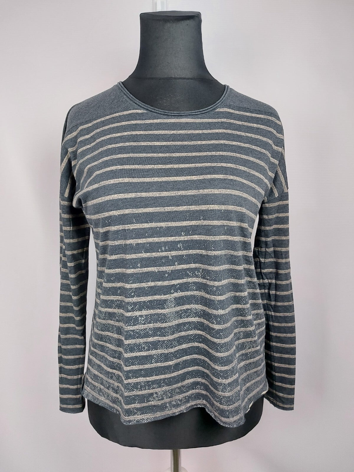 EK4440 Damen Langarmshirt von edc, grau, gestreift, Gr. L0