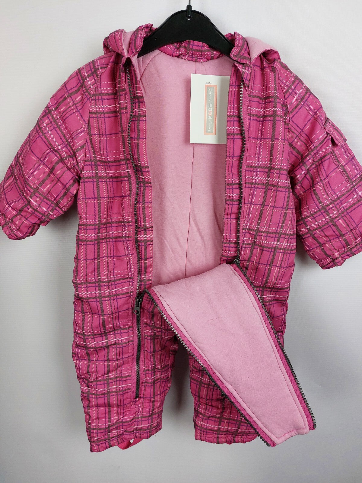 EK4493 Mädchen Schneeanzug, pink, kariert, Gr. 744
